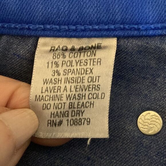 Rag & Bone Elephant Bell Flare Bottom Bright Blue Woman’s Jeans. Size 24. - Picture 8 of 8